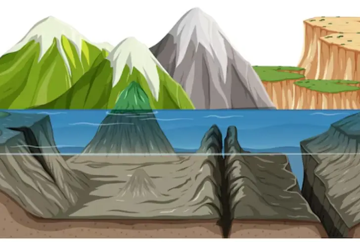 Ocean floor with flipped rock layers
